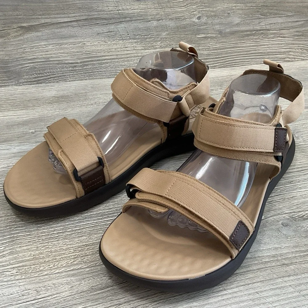 Hey Dude Carson Outdoor Sandals Men's Size 13 Sport Mode Tan Brown Comfort